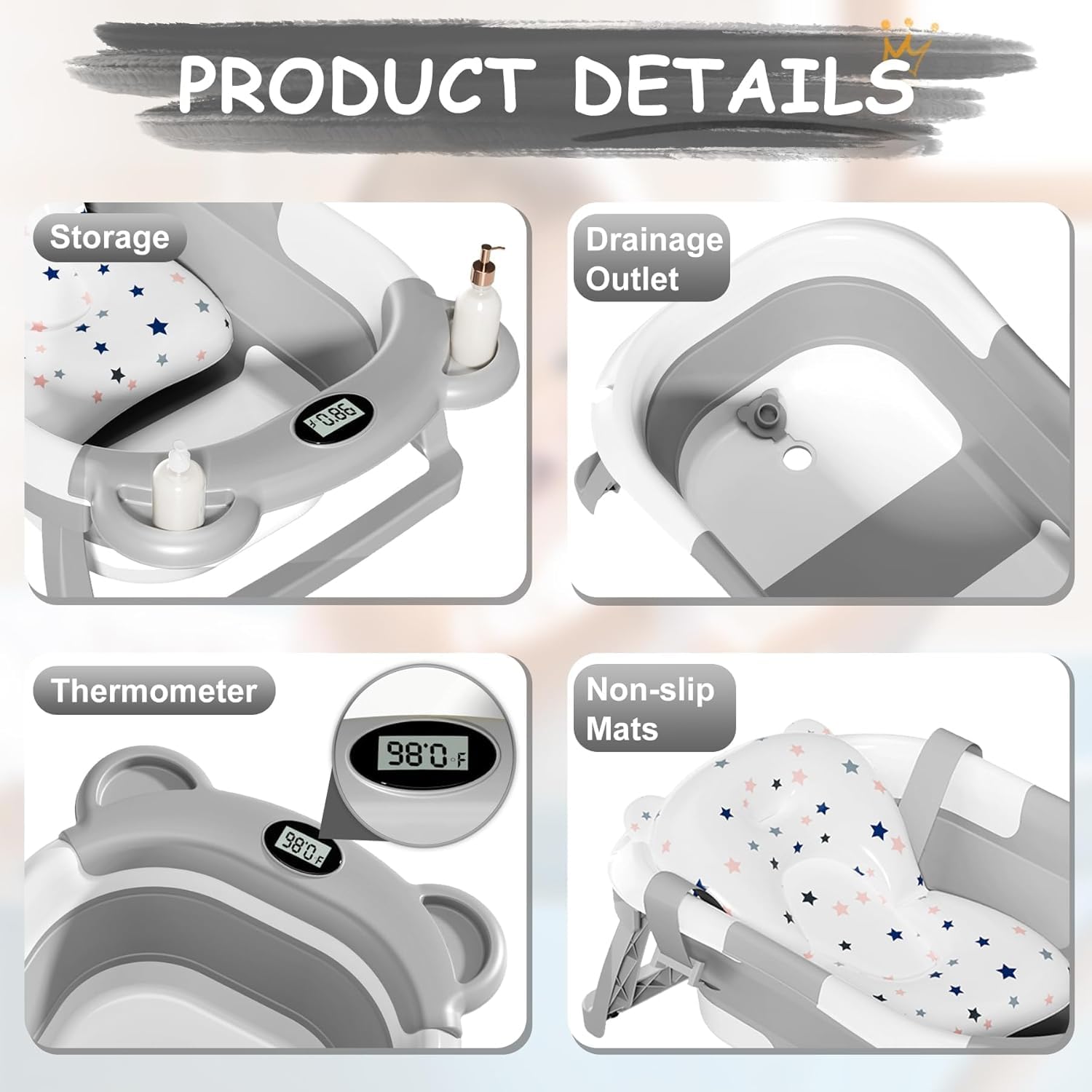 TPN collapsible baby bathtub has an easy-drain plug for quick water release.