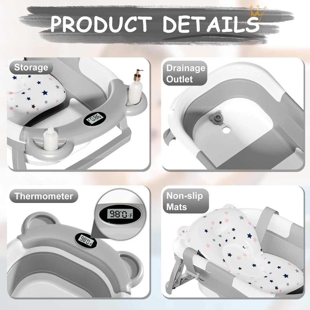 TPN collapsible baby bathtub has an easy-drain plug for quick water release.