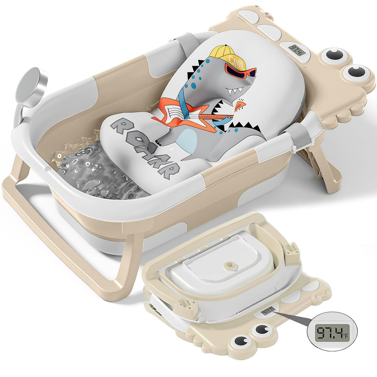 TPN collapsible baby bathtub folded compactly for easy storage and travel.