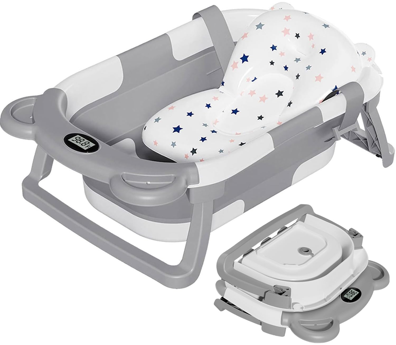 TPN collapsible baby bathtub folded for space-saving storage.