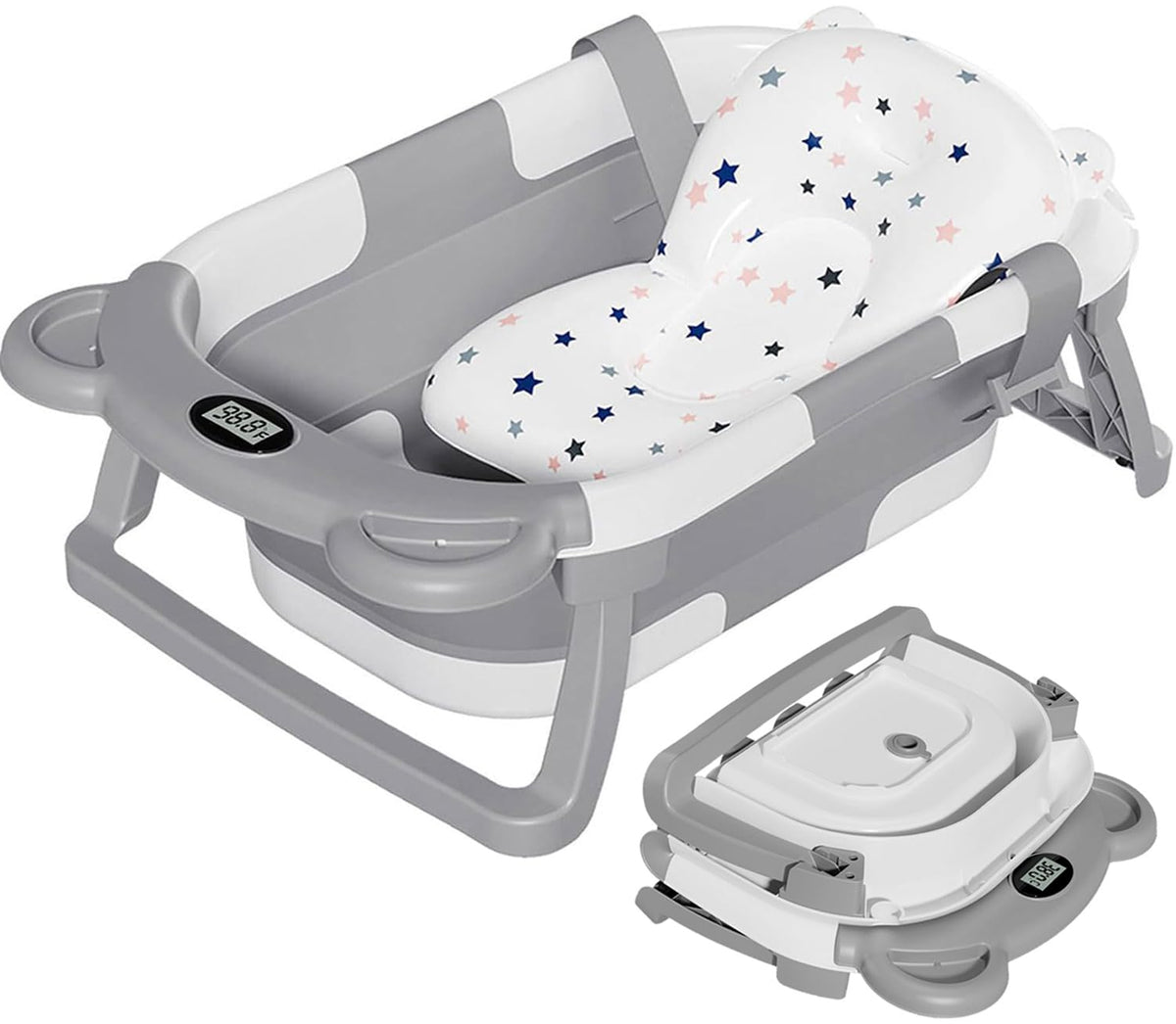 TPN collapsible baby bathtub folded for space-saving storage.