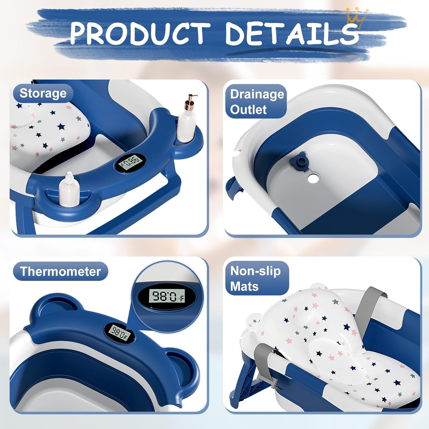 TPN bathtub non-slip base provides a stable bathing surface.