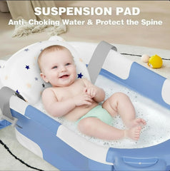 TPN collapsible baby bathtub open-tub with floating mat highlights comfy soaking space