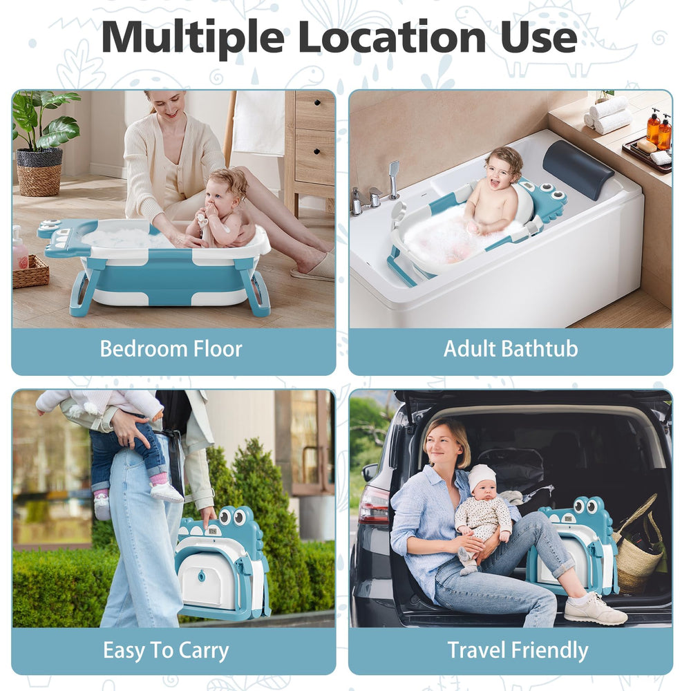 TPN collapsible baby bathtub secure bathing setup enables hands-free playtime