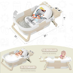 TPN collapsible baby bathtub soft cushion closeup showing spine-support cushion.
