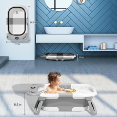 TPN collapsible baby bathtub temperature sensor shows bath water temperature.