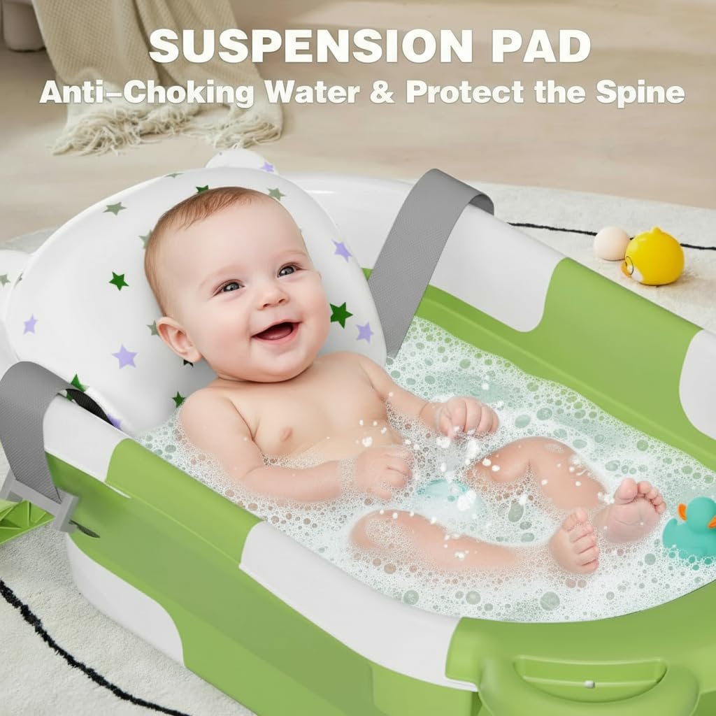 TPN collapsible baby bathtub unfolded offering a spacious bath area for infants.