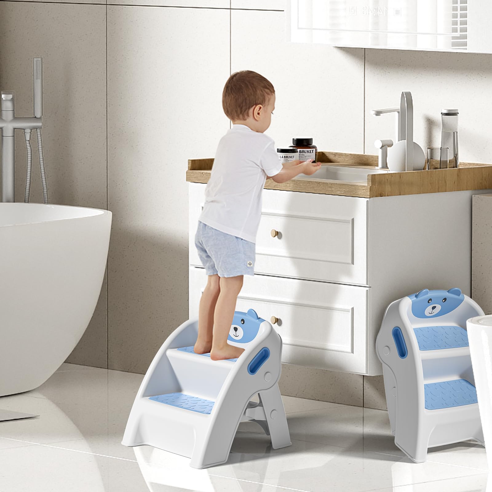 TPN toddler step stool A-frame design for stable posture.