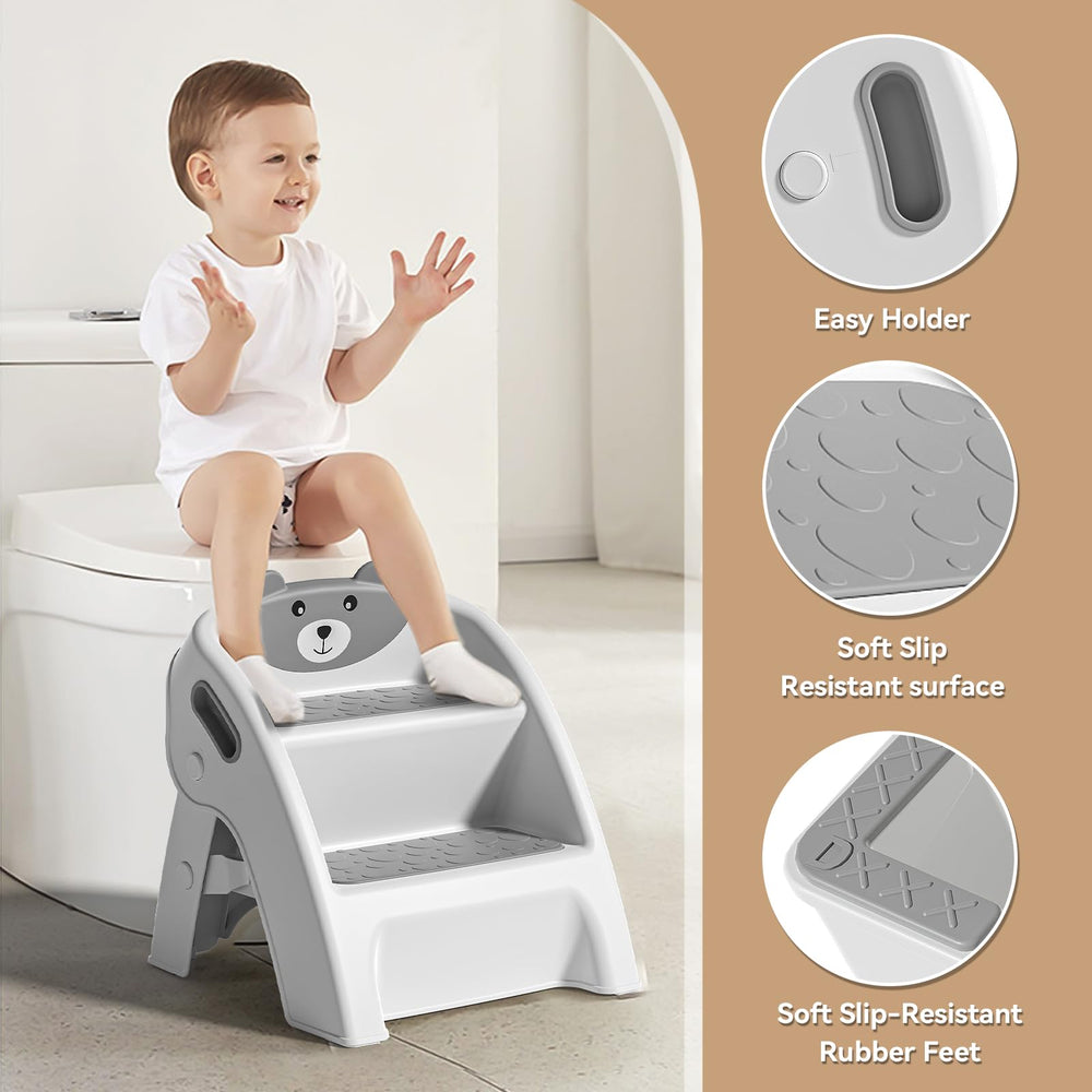 TPN Toddler Step Stool gray A-frame design provides anti-tip safety