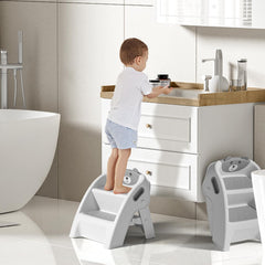 TPN Toddler Step Stool gray folded view shows compact storage