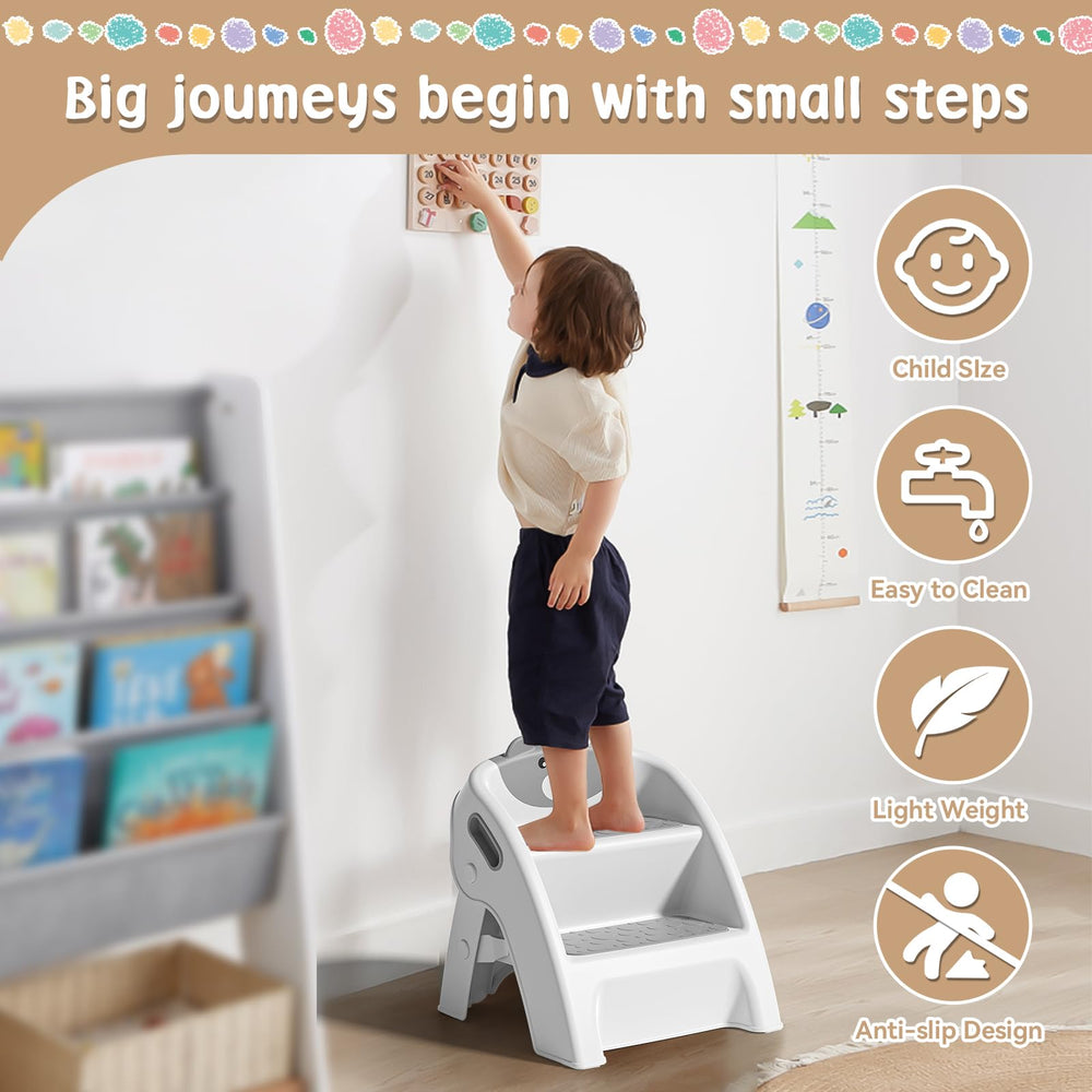 TPN Toddler Step Stool gray in kitchen helping with simple tasks
