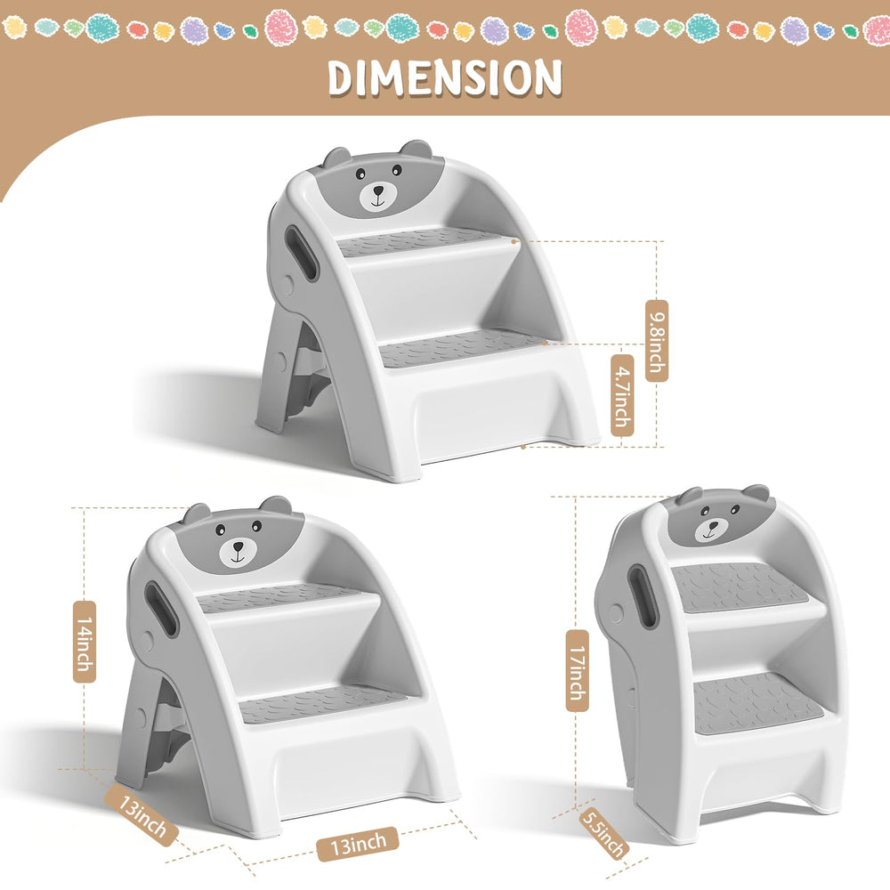 TPN Toddler Step Stool gray tool-free 10-second assembly for quick setup