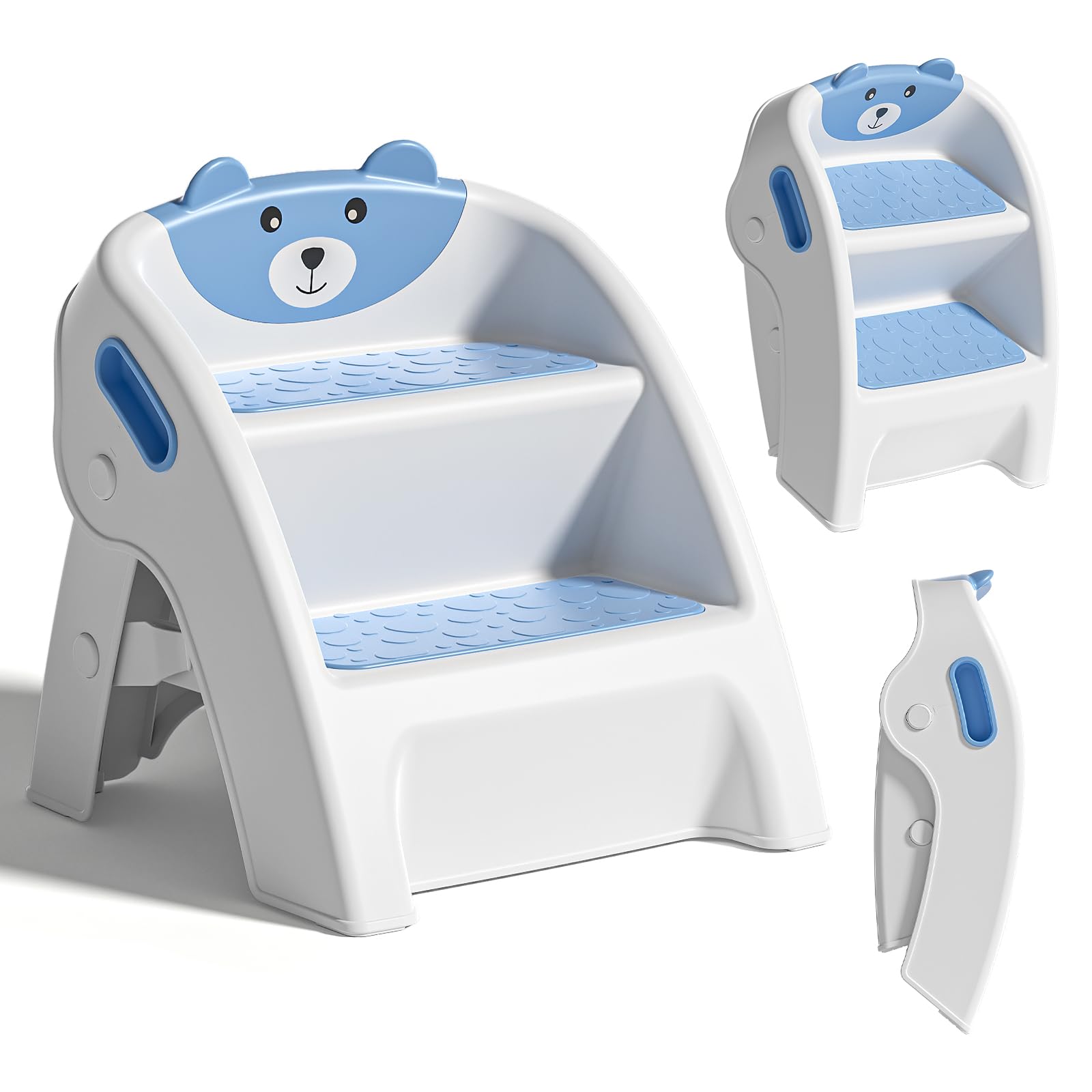 TPN Toddler Step Stool navy blue assembly view for quick setup and use.