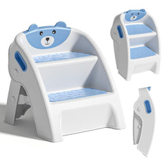 TPN Toddler Step Stool navy blue assembly view for quick setup and use.