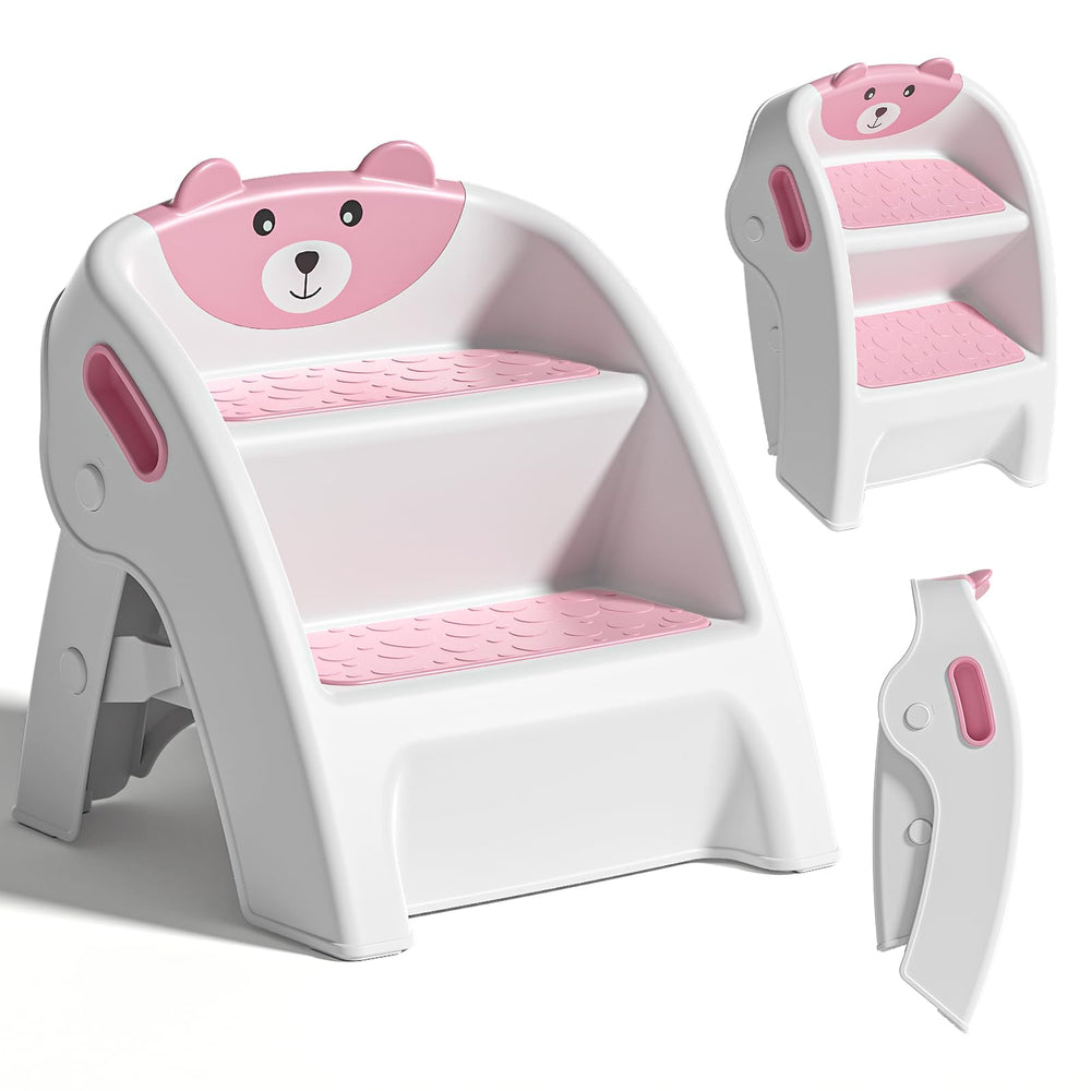 TPN Toddler Step Stool pink showcases anti-slip base for potty training and handwashing