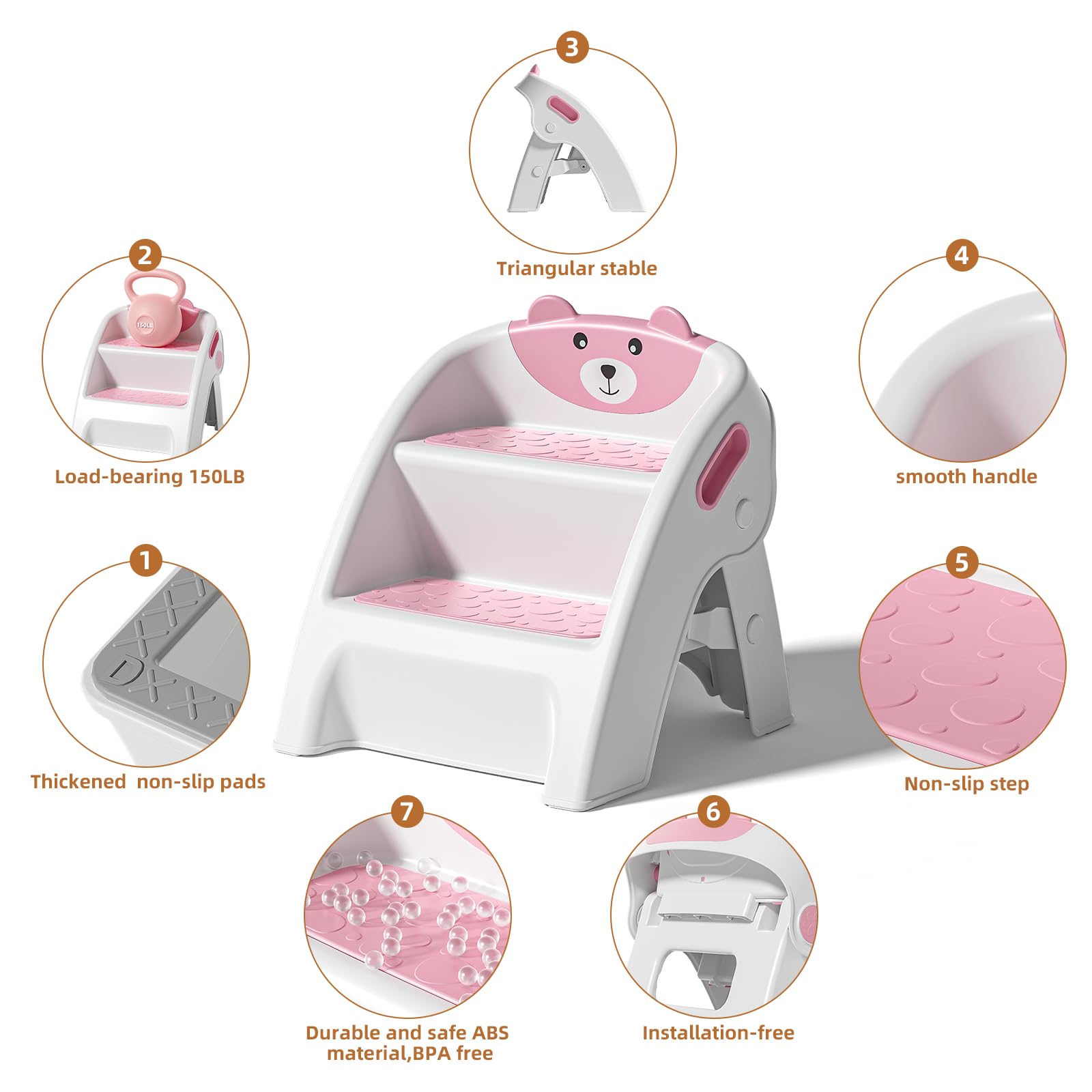 TPN toddler step stool pink helps kids brush teeth independently