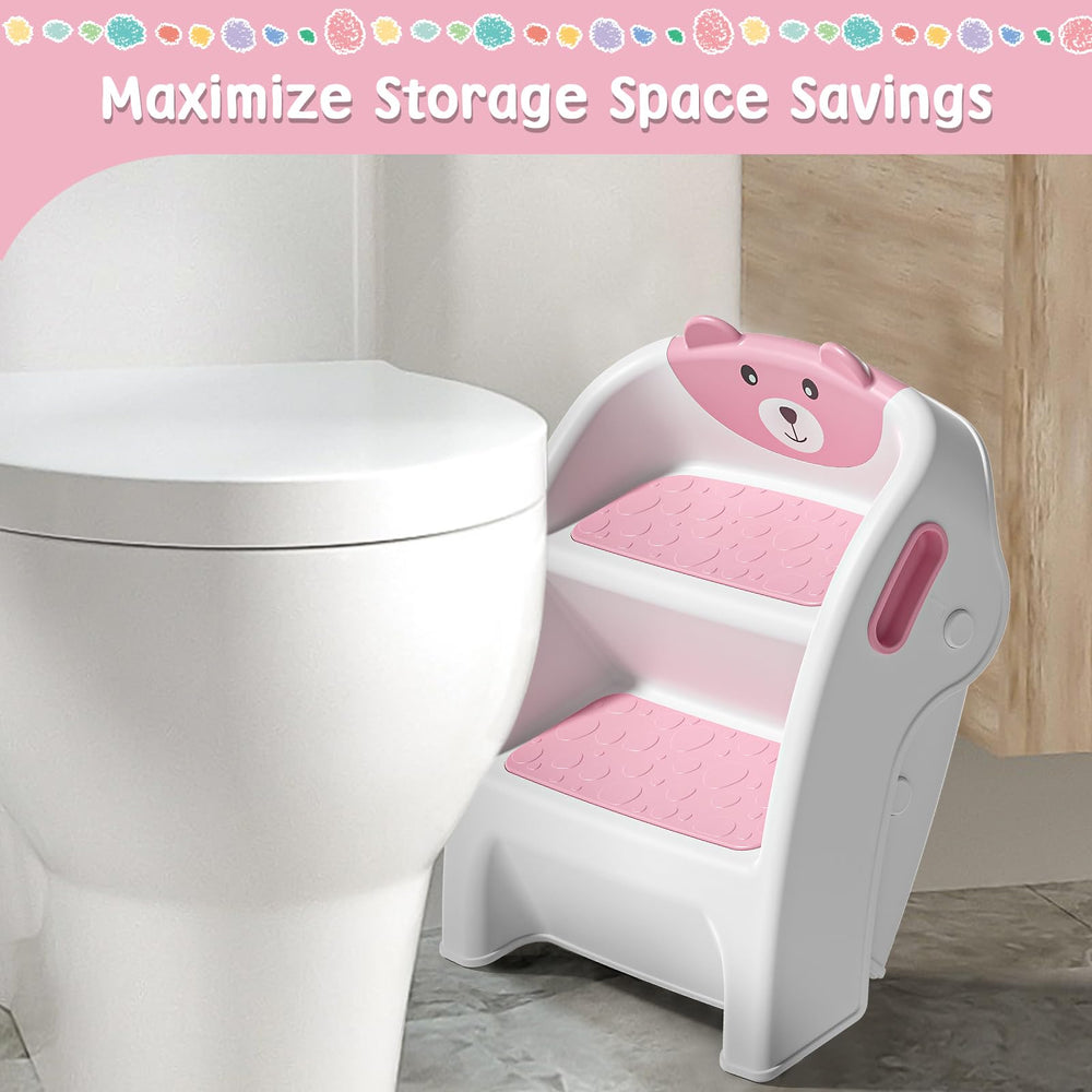 TPN pink anti-slip stool supports safe height for kitchen tasks