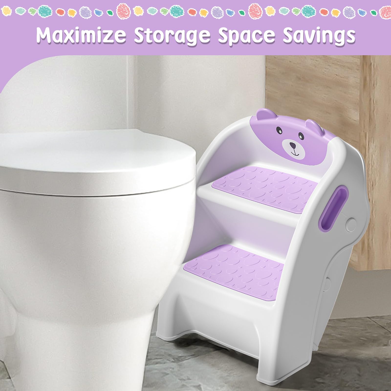 TPN purple toddler stool adds color and reliability to daily routines.