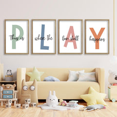 TQianJiang wall art set: four 11x16 frames showcasing playful scenes for kid-friendly room decor