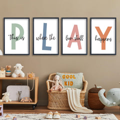TQianJiang Wood-frame colorful nursery art brightens baby and toddler spaces.