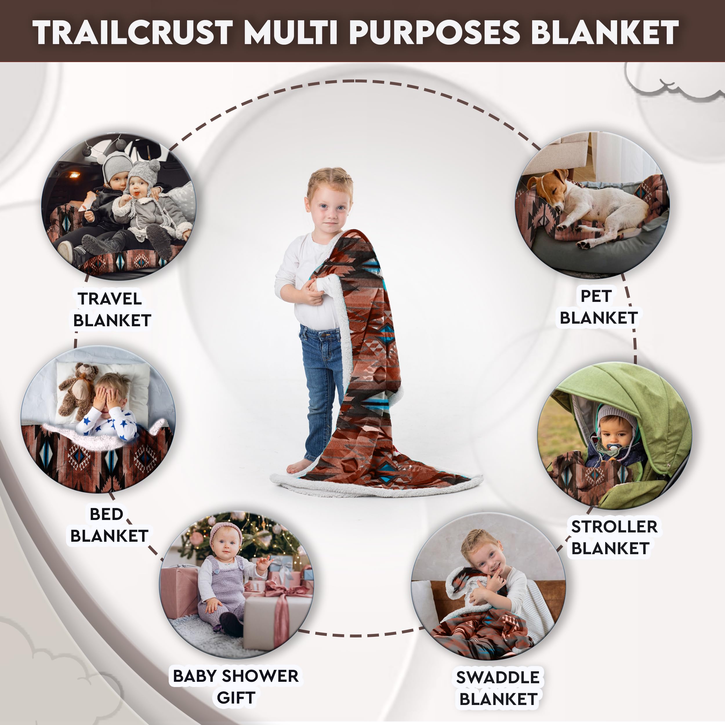 TrailCrest sherpa blanket used as nursery cover for baby snuggle warmth