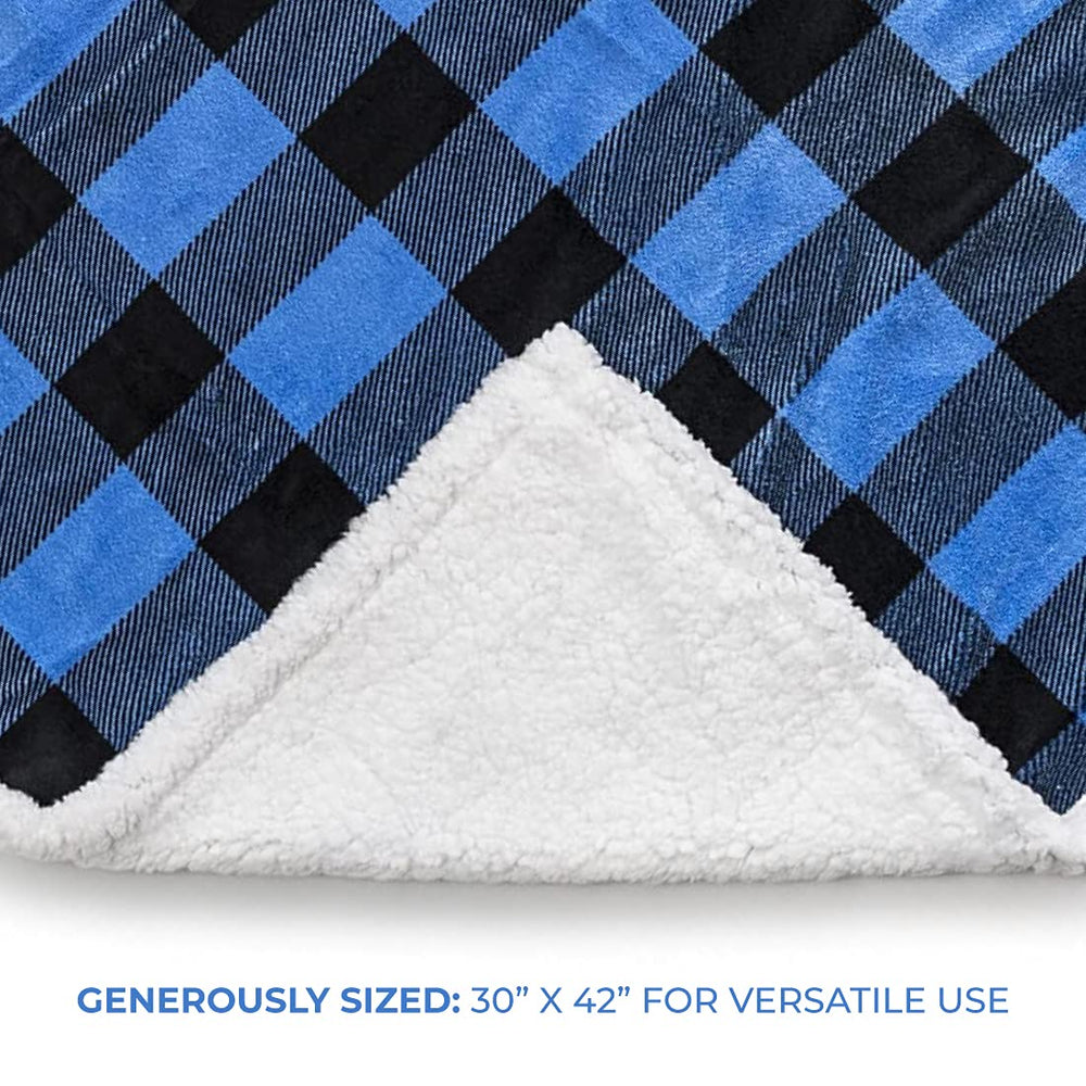 TrailCrest Ultra Soft Sherpa Fleece Plaid Baby Blanket inner lining closeup shows plush texture