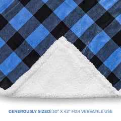 TrailCrest Ultra Soft Sherpa Fleece Plaid Baby Blanket inner lining closeup shows plush texture