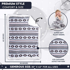 TrailCrest Ultra Soft Sherpa Throw with Aztec print on display for versatile style