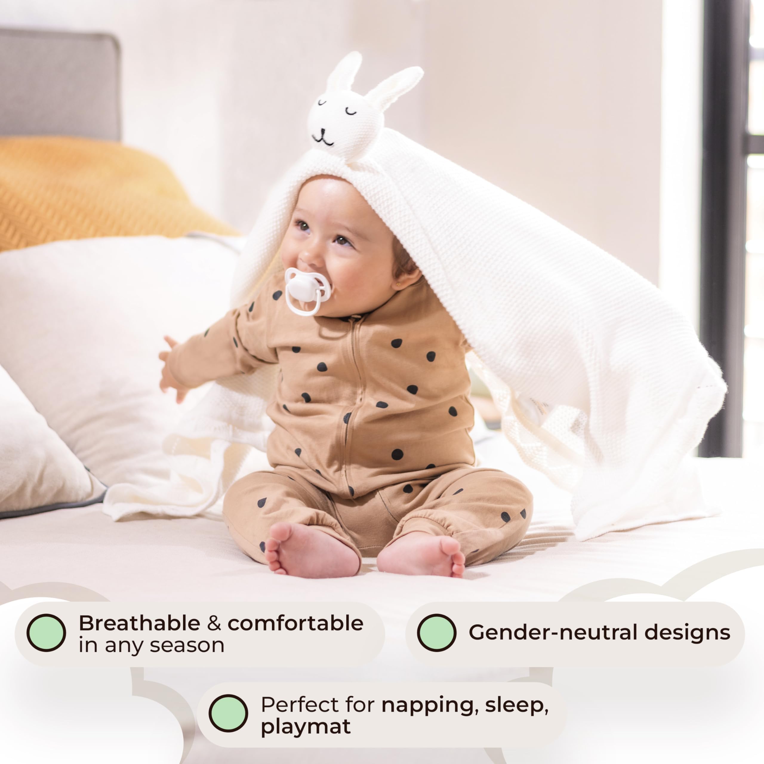 TRANQUIL KIDDO newborn cozy closeup featuring soft knit cotton.