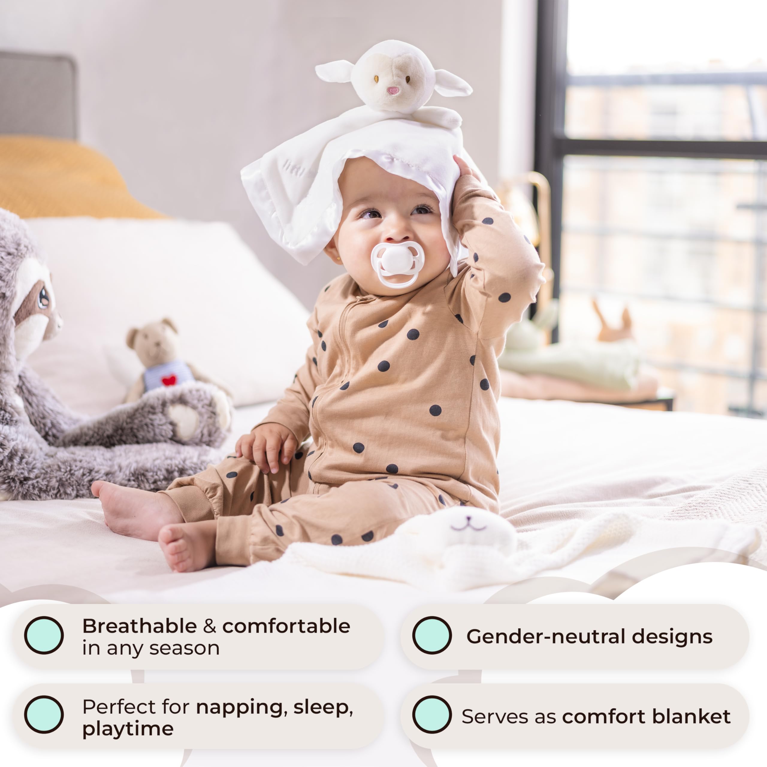 TRANQUIL KIDDO organic cotton lamb plush highlighting skin-friendly cuddle