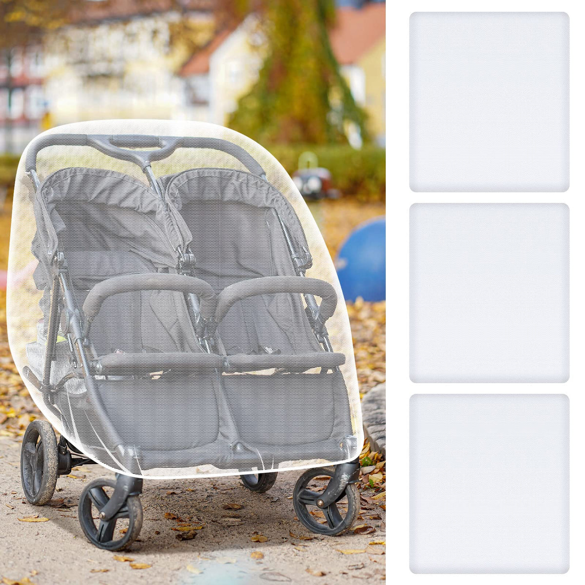 Tranqun double-stroller mosquito net provides protective coverage on trips against insects