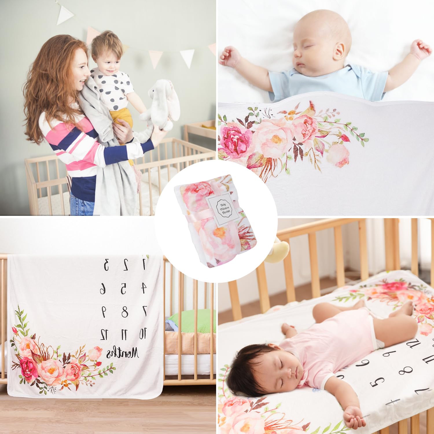 TRASUN baby milestone blanket size 51x40 inches fits cribs, strollers, and beds