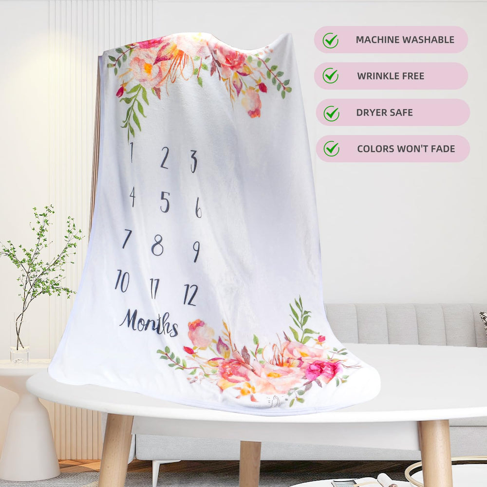 TRASUN baby milestone blanket floral backdrop supports girl or boy photography sessions