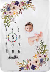 TRASUN baby milestone blanket with floral wreath ideal for monthly growth photos.