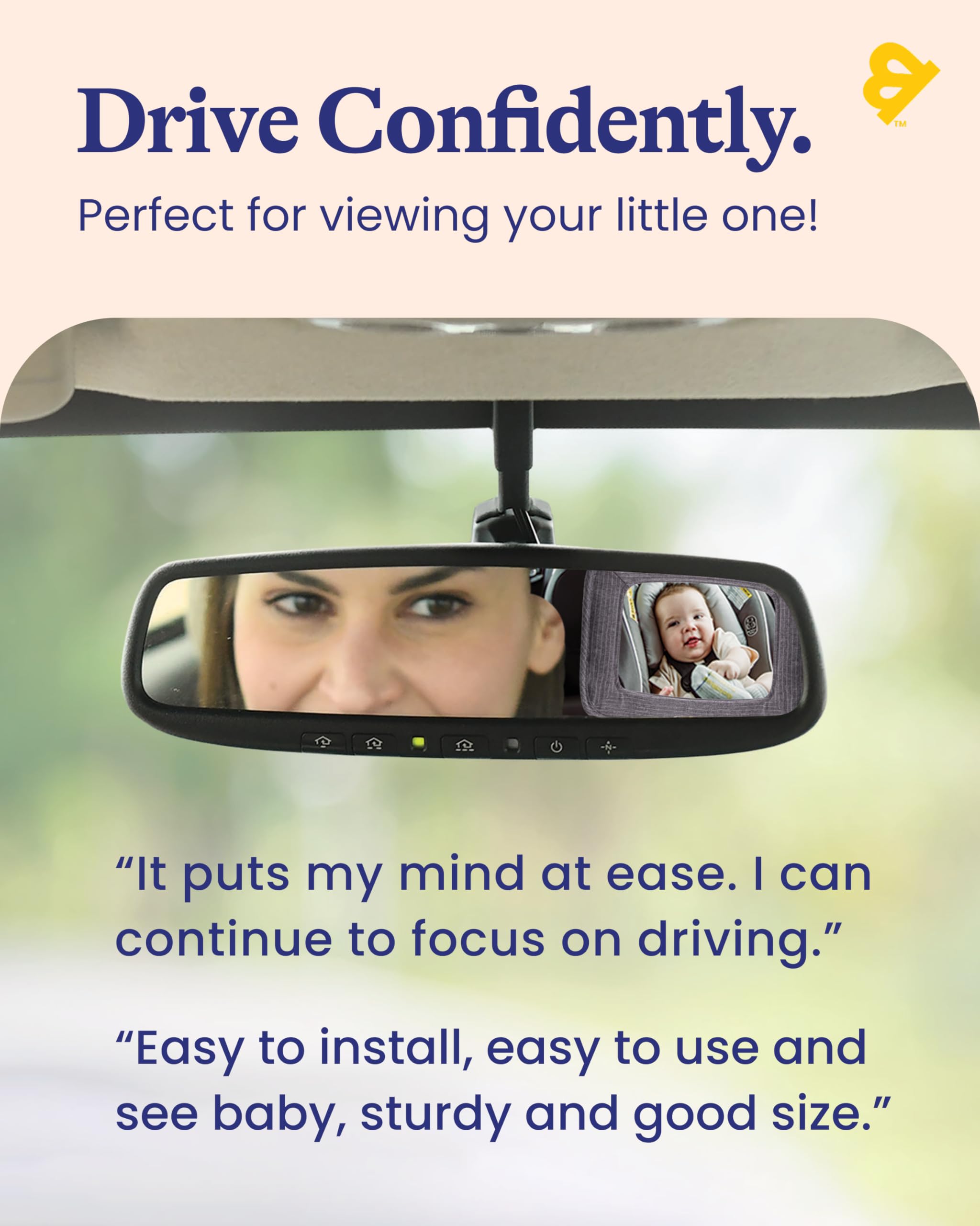 Travel Bug GoldBug mirror in car view showing child clearly during ride