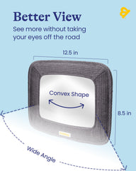 Travel Bug GoldBug large convex mirror offers wide, clear field of view for checks