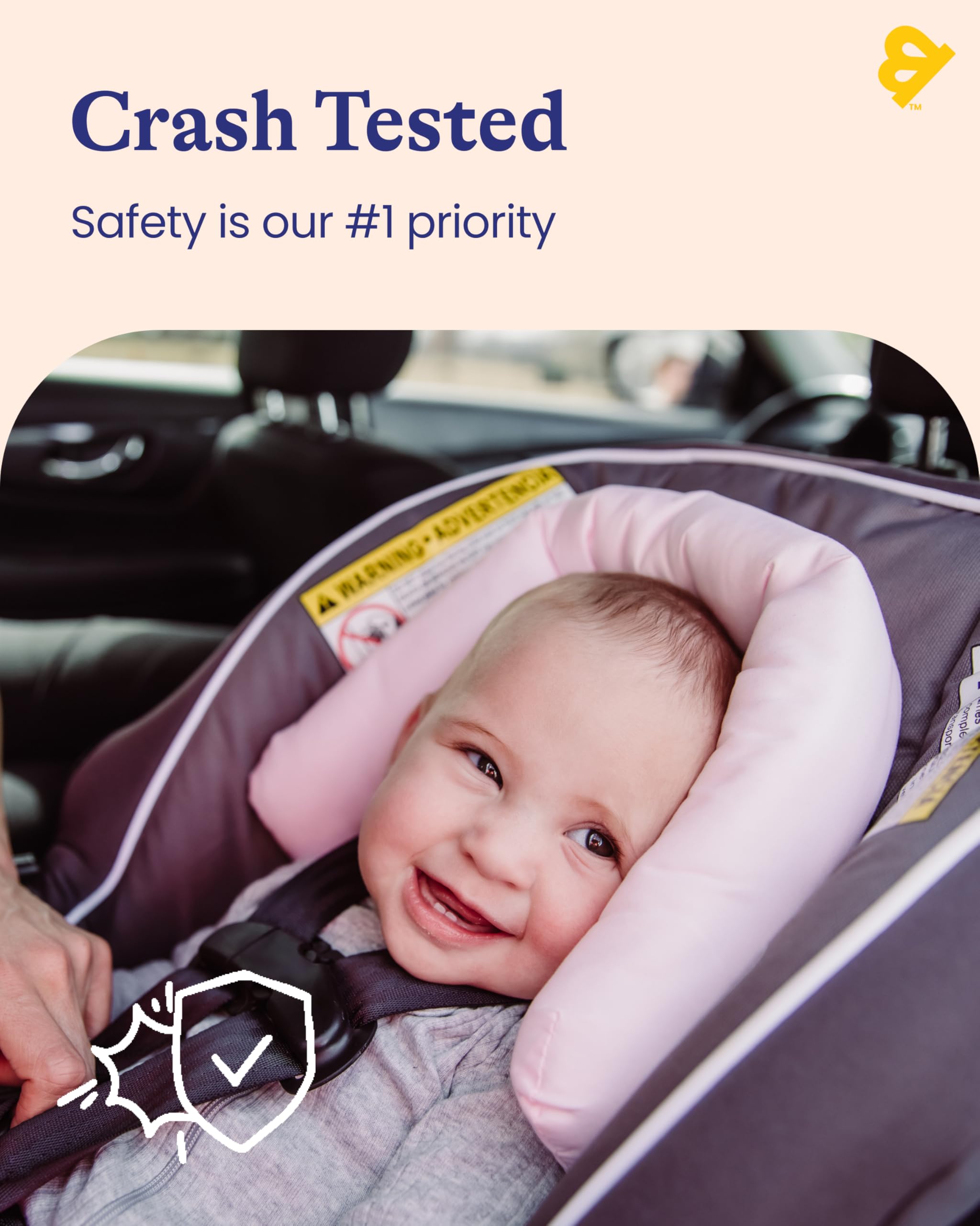 Travel Bug GoldBug head support fits most infant car seats securely.