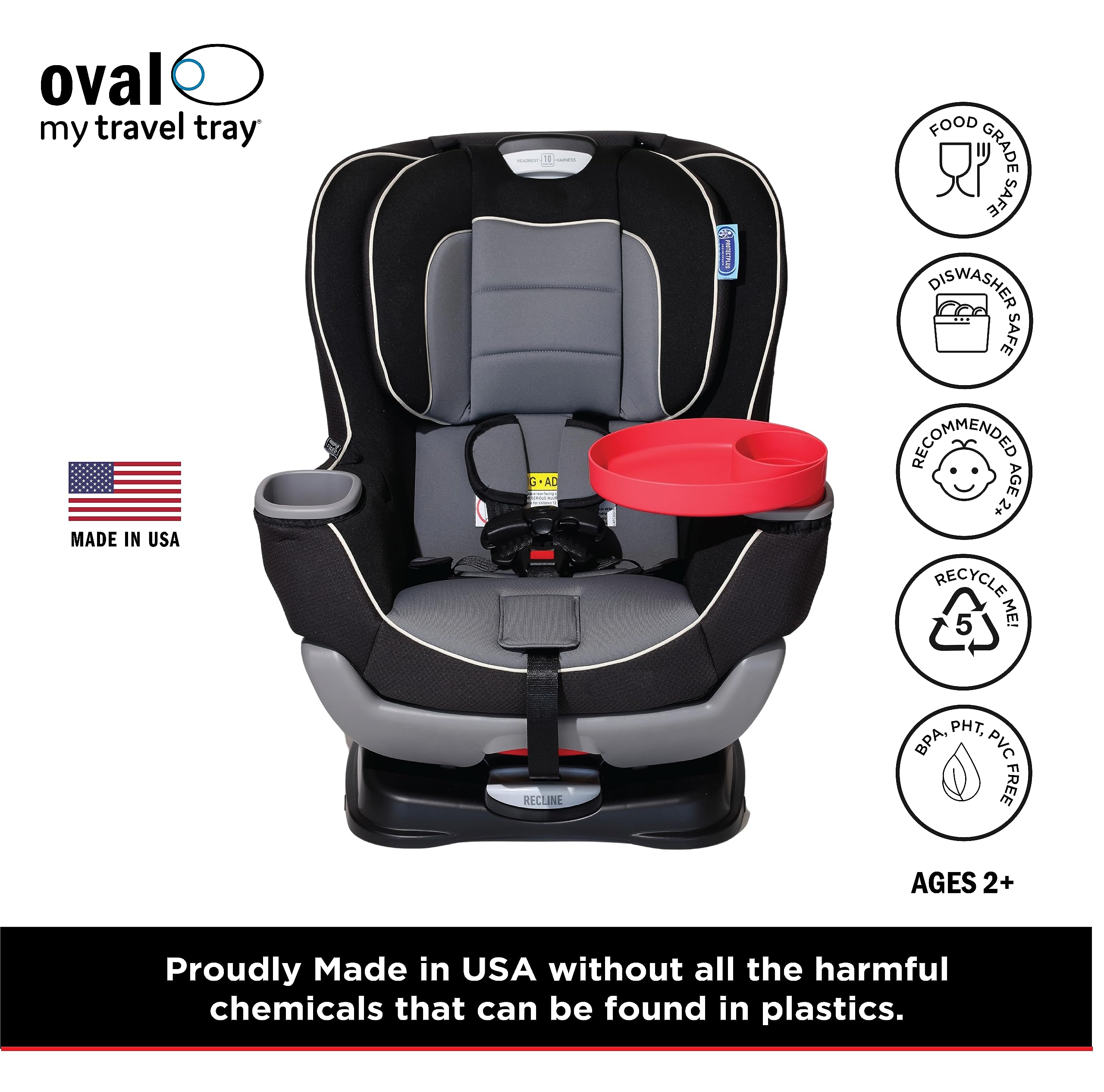 Travel Tray extend cup holder demonstrates expanded space for beverages