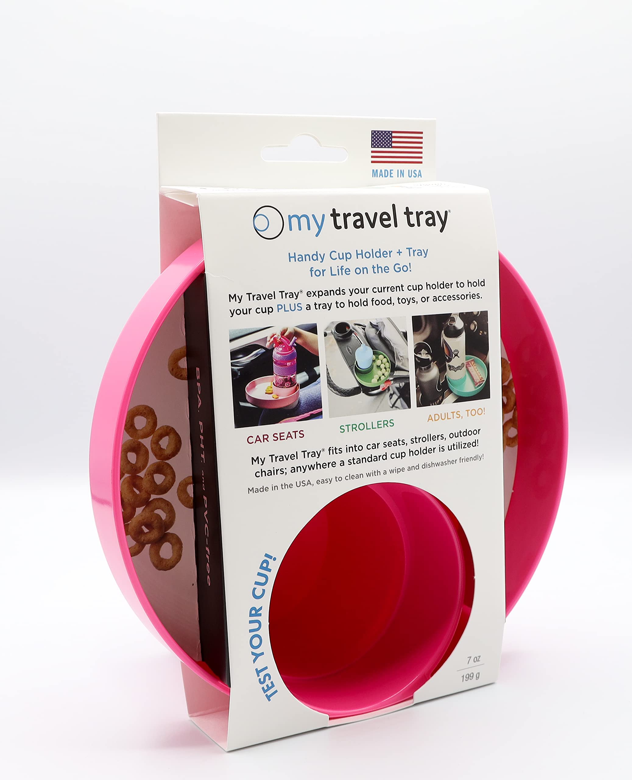 Travel Tray hot-pink-round compatible-with-strollers for versatile use.