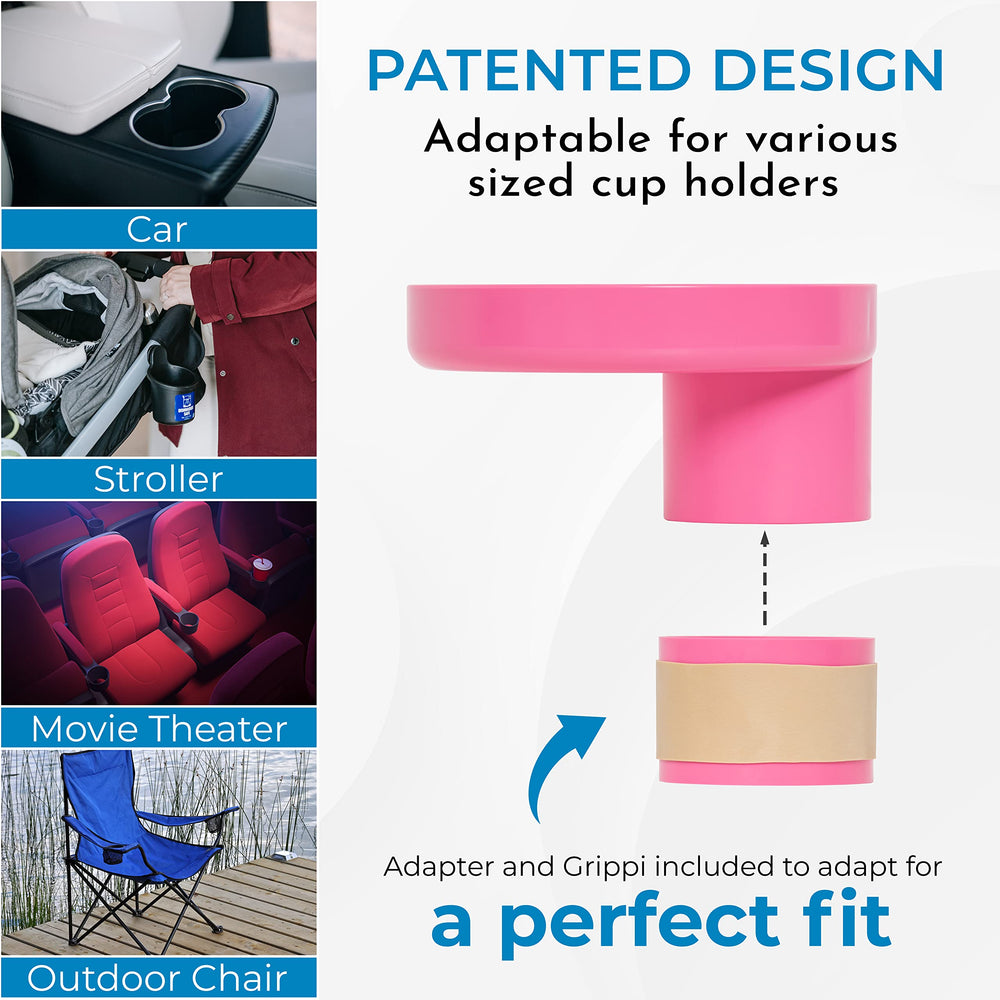 Travel Tray hot-pink-round USA-made durable ABS plastic for lasting use.