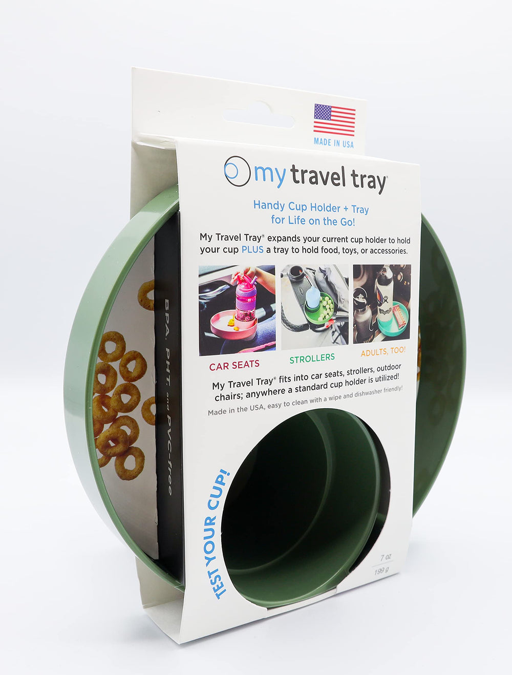 Travel Tray USA Moss Green made-in-usa construction ensures durability.