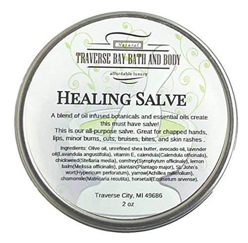 Traverse Bay All-Purpose Salve tin close-up for nourishing skin-care ritual.