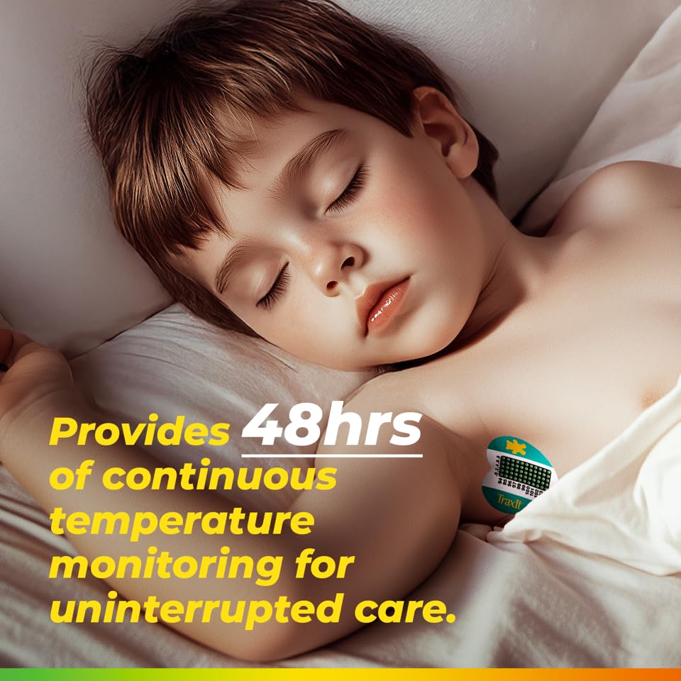TRAXIT axillary thermometer 48-hour read supports fever monitoring without waking the child