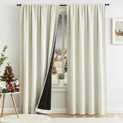 Treatmentex ivory blackout curtains in a living room demonstrating light control.
