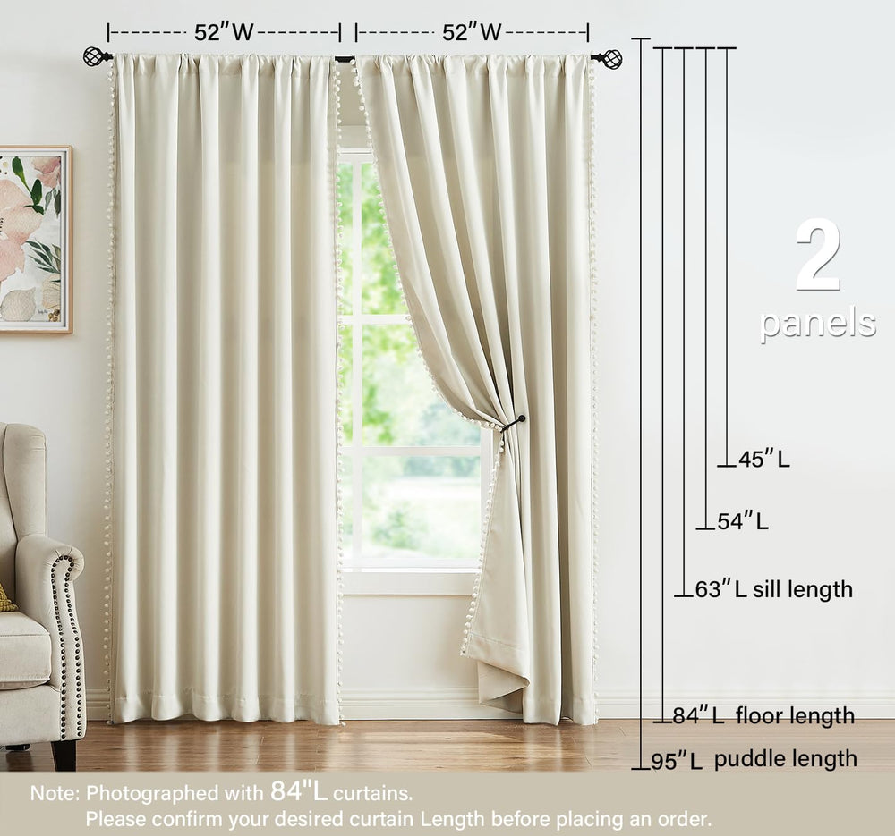 Treatmentex Pom Pom Curtains thermal insulation supports temperature balance in rooms.