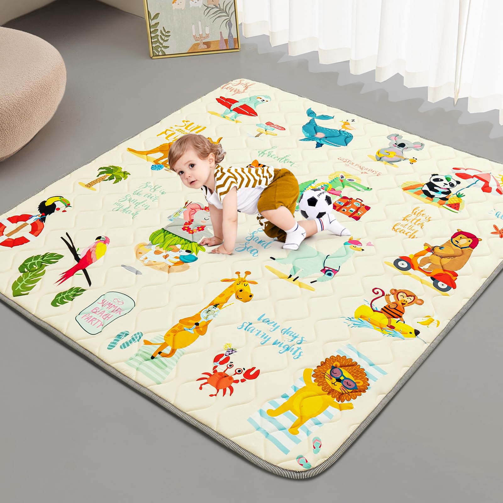TreeBud Baby Play Mat 50x50 inch delivers a cushioned tummy-time surface for early movement