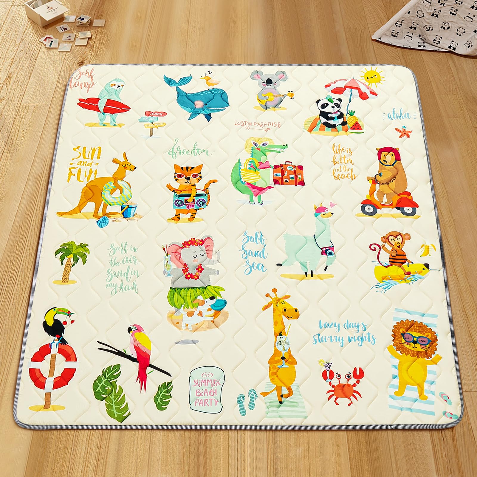 TreeBud play mat with non-slip base keeps vigorous play in place