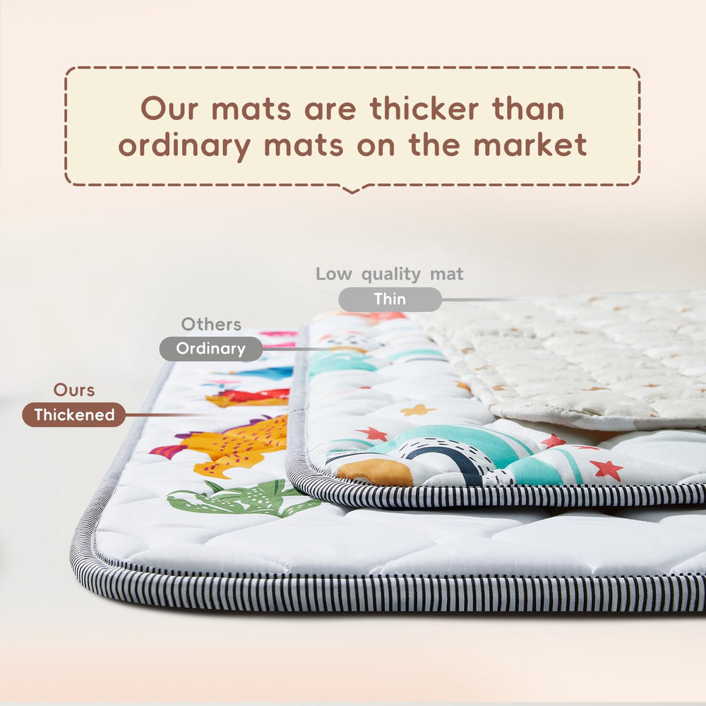 TreeBud Baby Play Mat wipe-clean top enables quick mess cleanup.