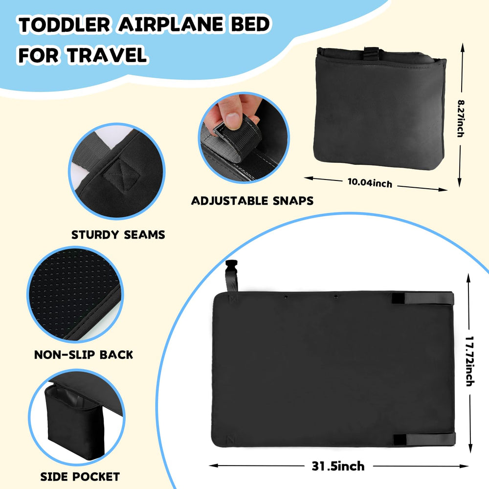 TrekBabe toddler airplane bed on-flight scene highlights soft breathable materials.