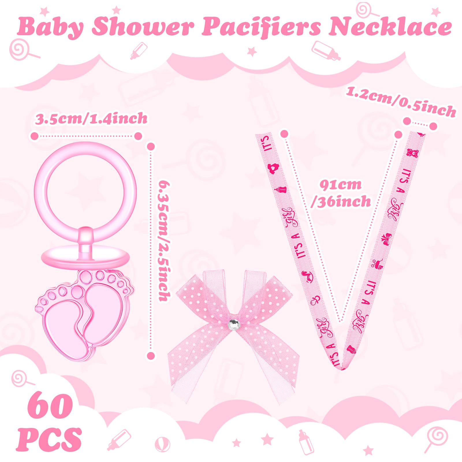 TrelaCo pacifier necklaces foot design showcases cute baby foot motif as party decor.